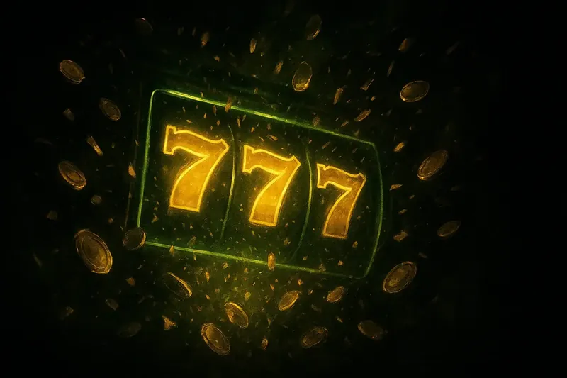 Glowing slot reels with massive win, coins and confetti exploding outward